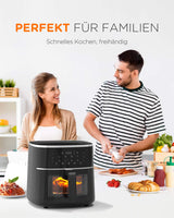 Heißluftfritteuse 6L mit Sichtfenster Digitalem LED-Touchscreen, 8 in1 Programmen, Einstellbare Temperaturregelung, KA01004 - Tomons DE Onlineshop