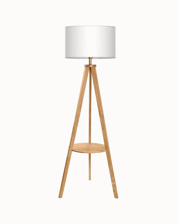 Stehlampe aus Holz, skandinavisch, mit Ablage, für Wohnzimmer, Schlafzimmer, LP03014