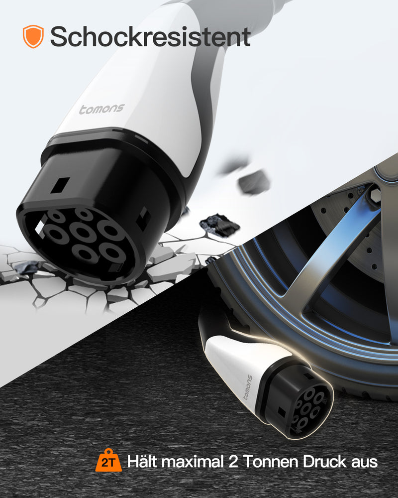 Typ 2 zu Typ 2 Schnellladekabel, 22 KW 32A 3-Phasen-Elektro 5M, für Elektro- und Plug-in-Hybridfahrzeuge, EV1001 - Tomons DE Onlineshop