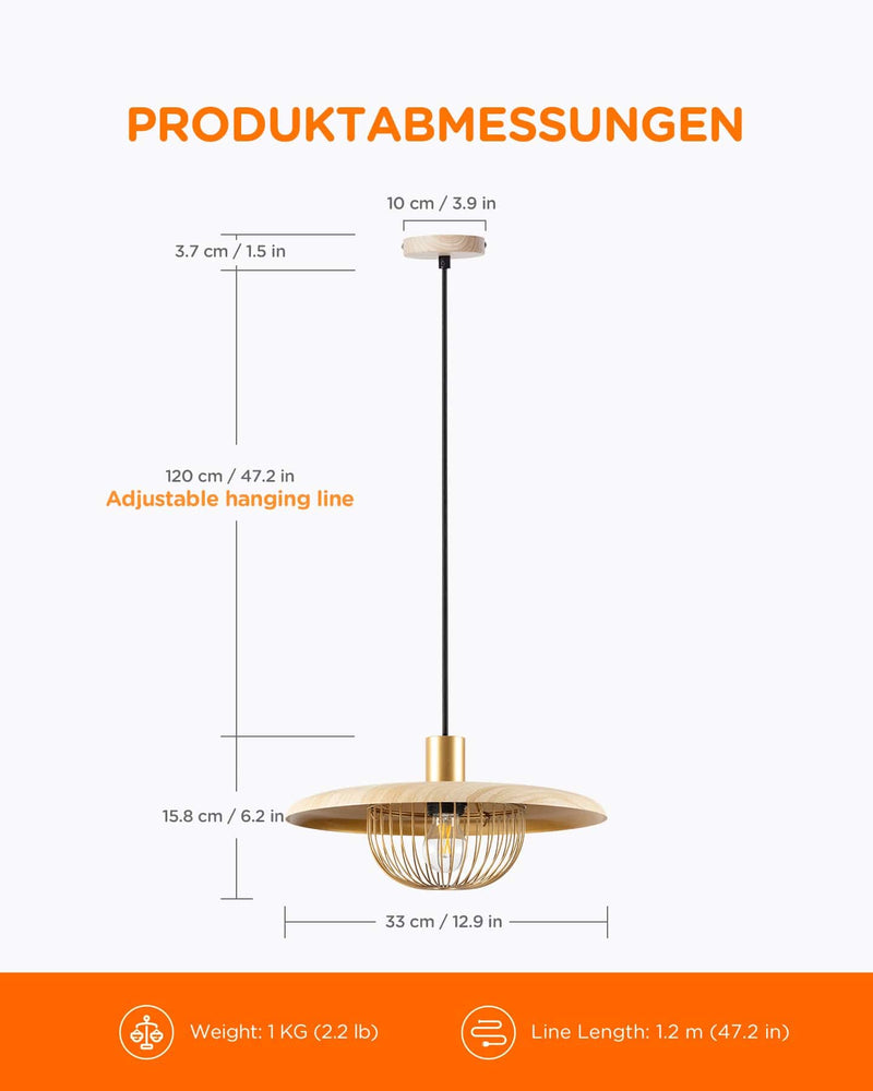 Moderne Deckenleuchte, Nordische Holz Deckenlampe, LP02011 - Tomons DE Onlineshop