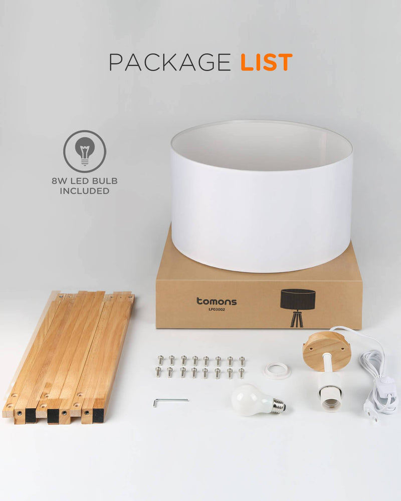 Stehlampe LED dimmbar aus Holz Dreibein, skandinavisch, für Wohnzimmer, LP03002 - Tomons DE Onlineshop