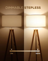 Stehlampe LED dimmbar aus Holz Dreibein, skandinavisch, für Wohnzimmer, LP03002 - Tomons DE Onlineshop