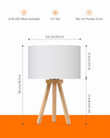 LED-Nachttischlampe aus Holz im skandinavischen Stil in Weiß/Beige - BL1002 - Tomons DE Onlineshop